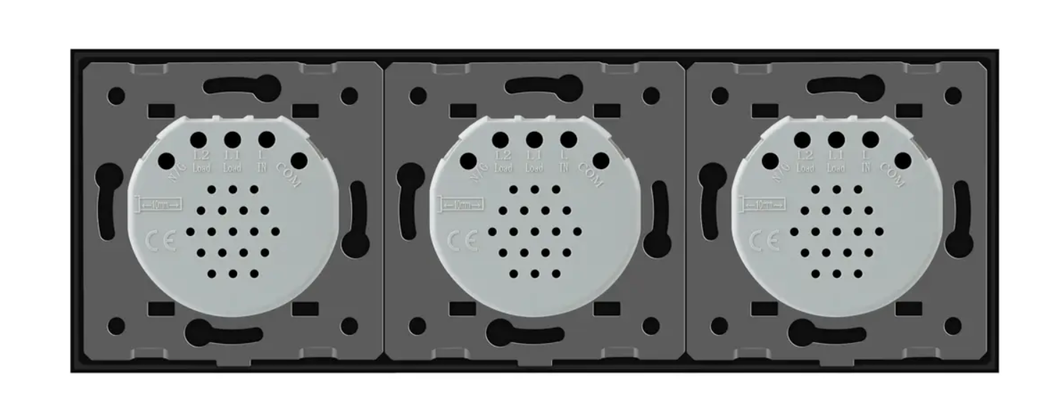 Фото 4 Розумний сенсорний прохідний вимикач ZigBee 3 сенсора 1-1-1 чорне скло Livolo