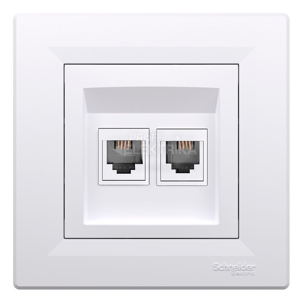 Фото 2 Розетка телефонна Schneider Electric Asfora подвійна RJ11 біла