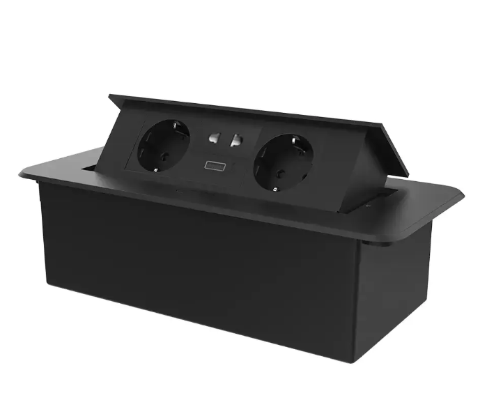 Фото Мебельная розетка с плавным открытием USB и универсальной розеткой 2 в 1 черный Livolo