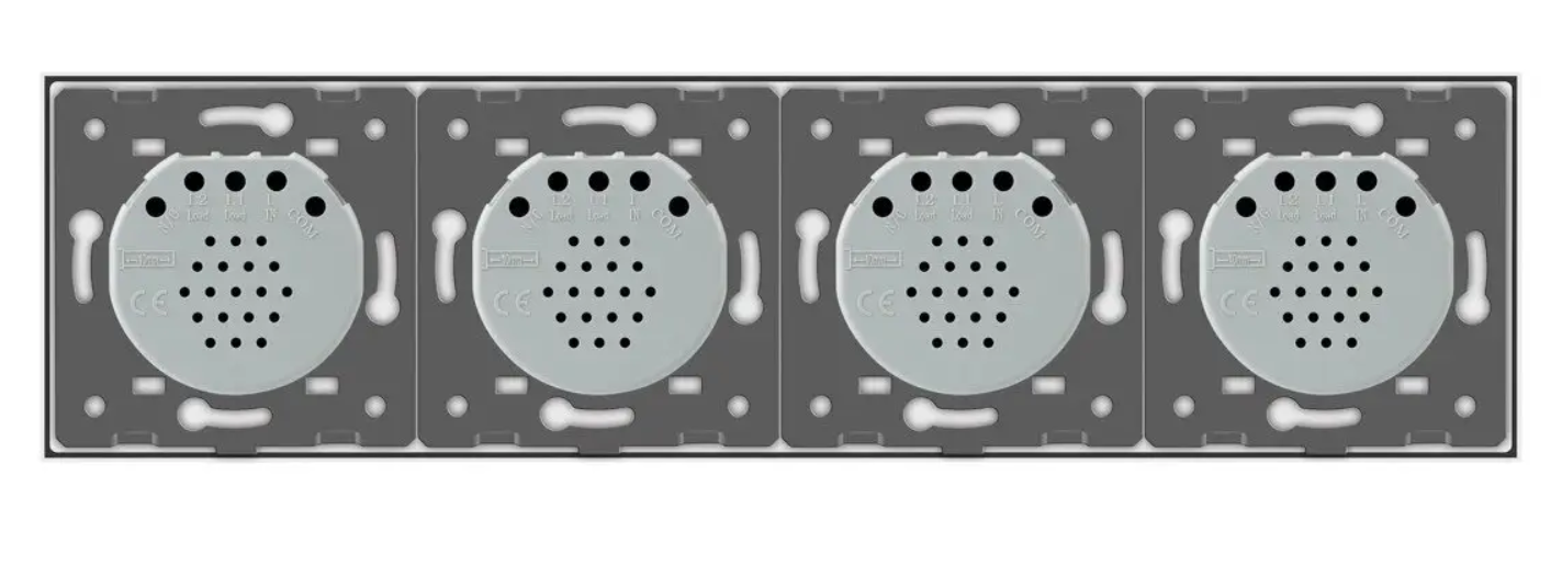 Фото 4 Сенсорный проходной выключатель 8 сенсоров 2-2-2-2 белое стекло Livolo