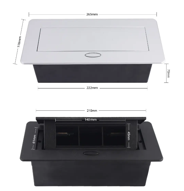 Фото 5 Порожній висувний люк для розеток на 3 модулі з плавним відкриттям чорний Livolo