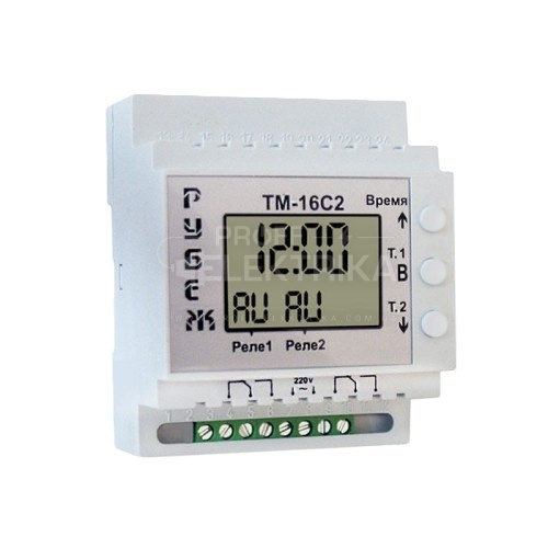 Фото Таймер суточный Rubezh ТМ-16С2 двухканальный на DIN-рейке 2х16А 220В