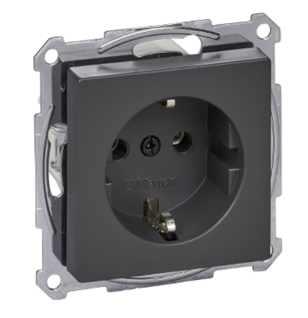 Фото Механізм розетки Merten System M із заземленням антрацит MTN2301-0414
