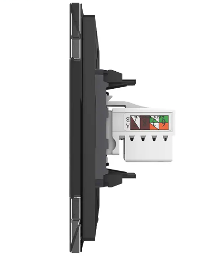 Фото 3 Розетка комп'ютерна RJ-45 та ТВ розетка чорне скло Livolo