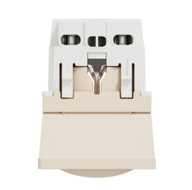 Фото 4 Розетка із заземленням шторками та кришкою бежевий гвинтовий затискач UNICA NEW Schneider Electric