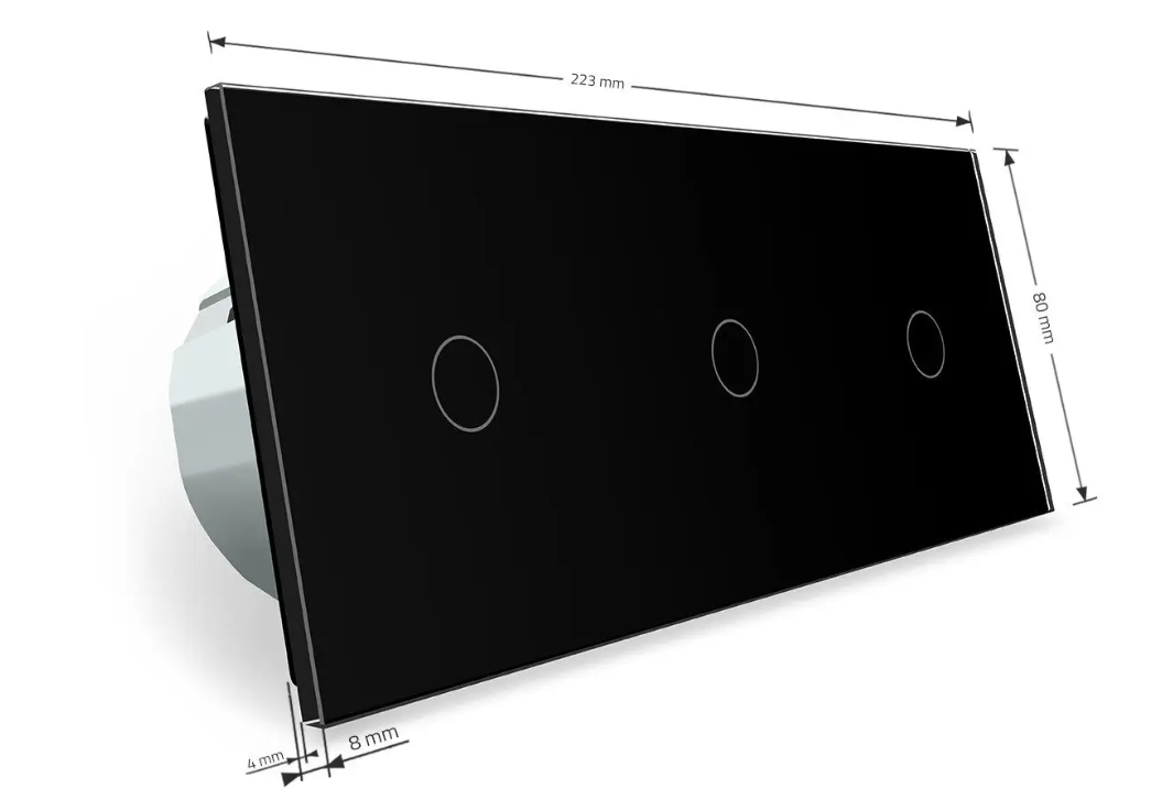 Фото 5 Сенсорний димер 3 сенсори чорне скло 1-1-1 Livolo