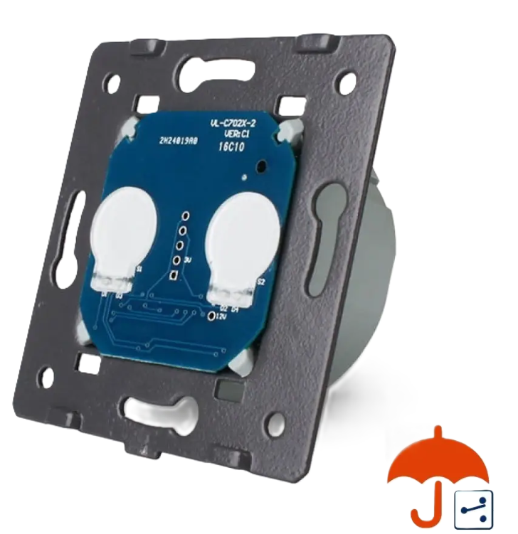 Фото Механізм сенсорний прохідний/перехресний вимикач 2 сенсори із захистом від бризок Livolo