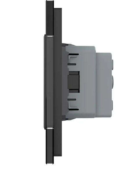 Фото 3 Розетка тройная с заземлением черное стекло Livolo