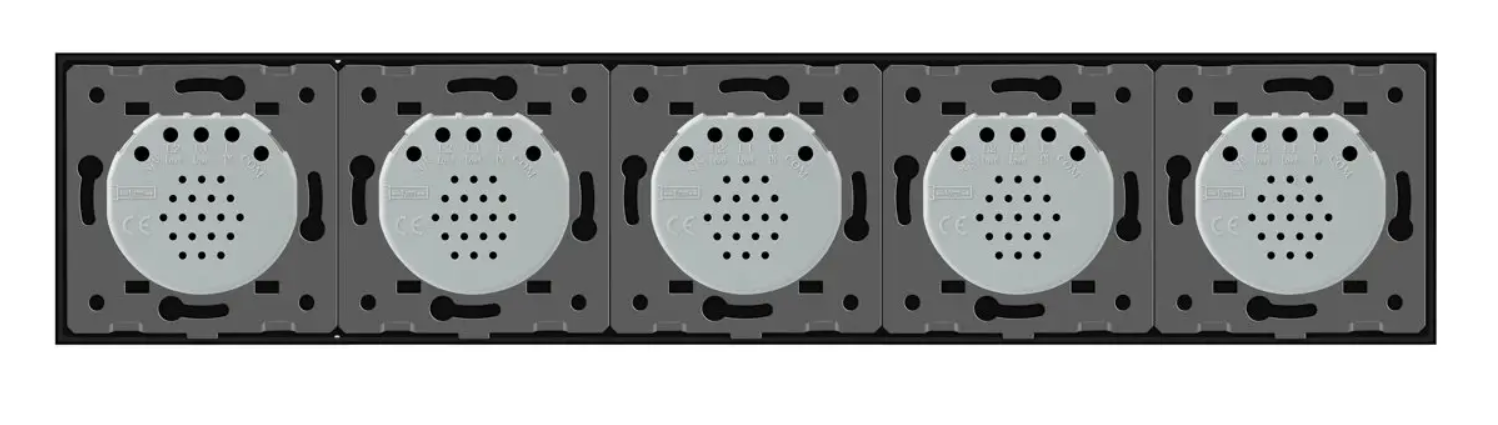 Фото 4 Умный сенсорный ZigBee выключатель 5 сенсоров 1-1-1-1-1 черное стекло Livolo