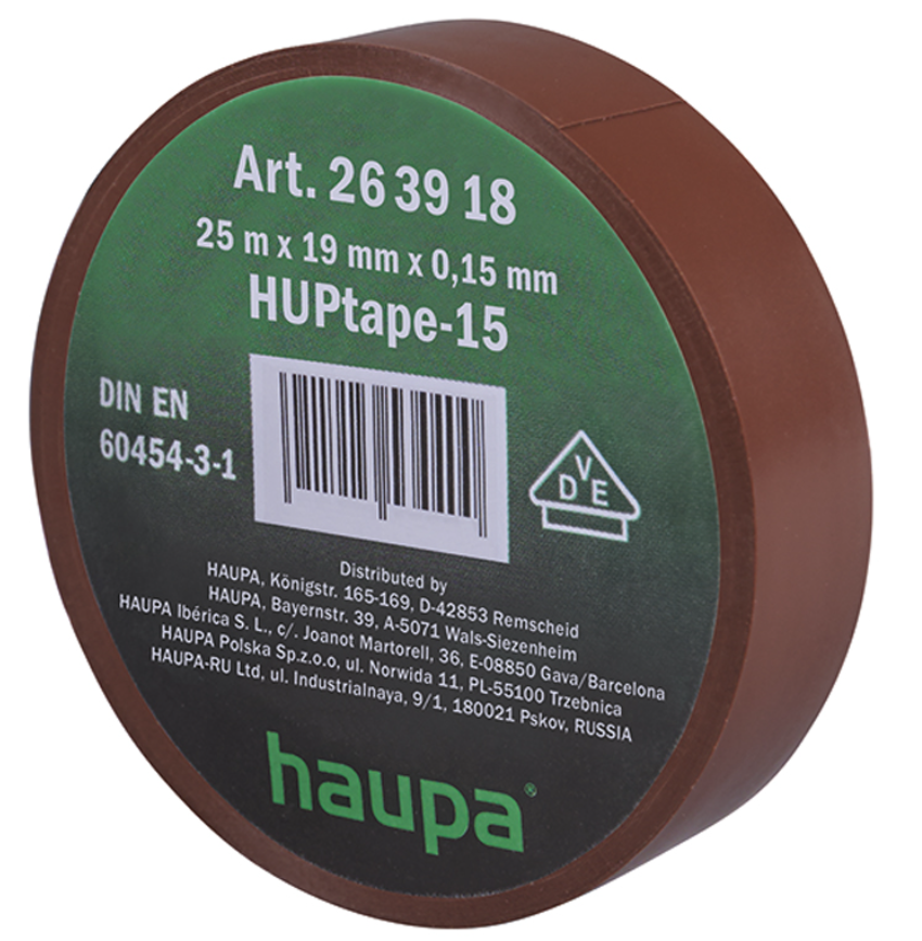 Фото Изолента ПВХ коричневая 20м/шт HAUPA
