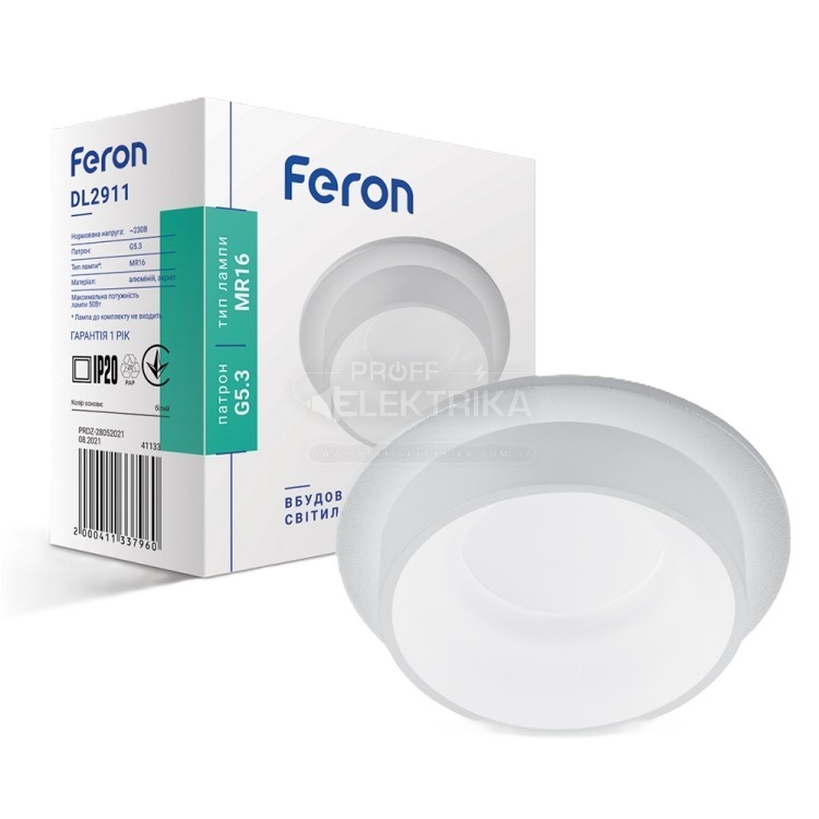 Фото Встроенный светильник Feron DL2911 под лампу белый