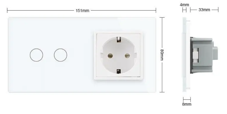 Фото 3 Сенсорний вимикач 2 сенсора Розетка вологозахисна з кришкою біле скло Livolo