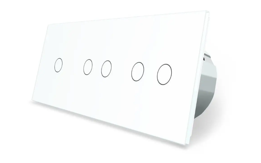 Фото Сенсорный выключатель 5 сенсоров 1-2-2 белое стекло Livolo