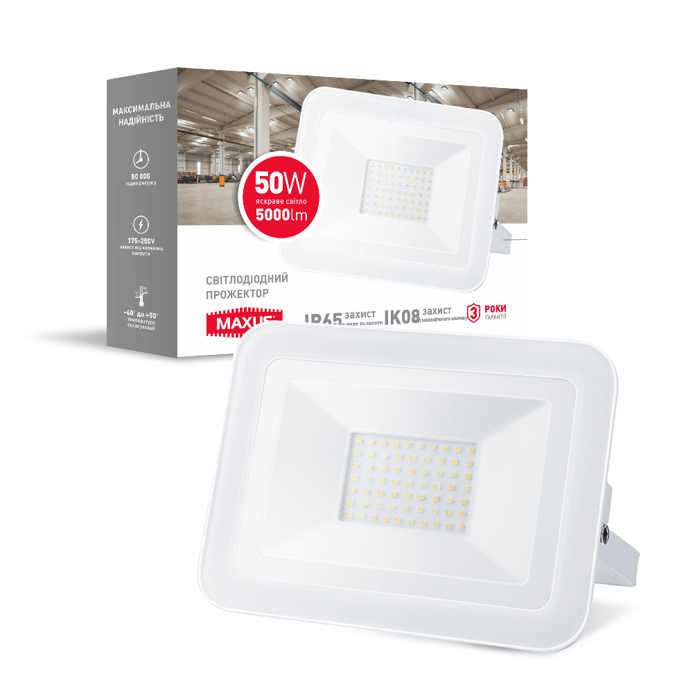 Фото Прожектор LED 50W 5000К IP65 FL 02 MAXUS
