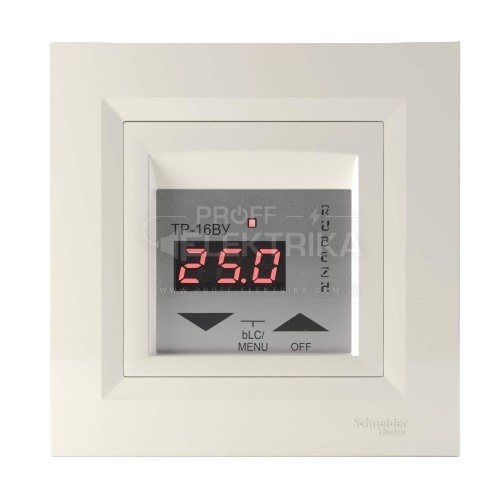 Фото Терморегулятор Rubezh ТР-16ВУм для теплої підлоги рамка Schneider Asfora крем 16А 220В