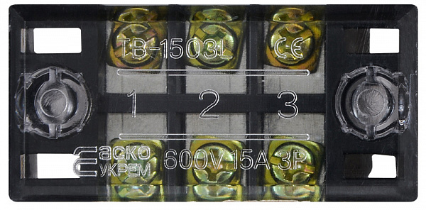 Фото 2 Клеммная колодка защищенная карболитовая черная 3 полюса TB1503 15 А ACKO