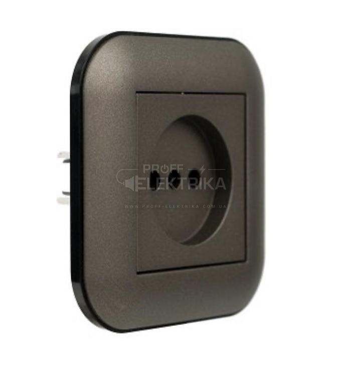 Фото 3 Розетка без заземлення Мокко чорний LOFT