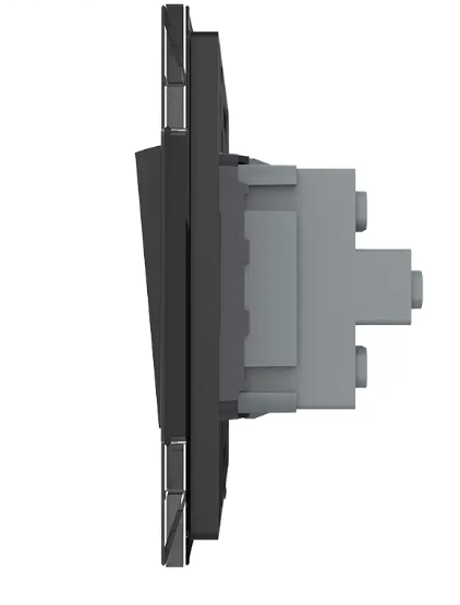 Фото 2 Двухклавишный проходной выключатель черное стекло Livolo