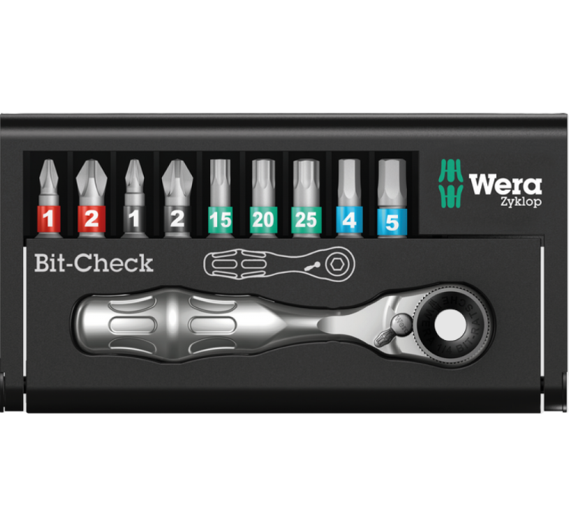 Фото 2 Трещотка WERA Zyklop Mini с набором бит Bit-Check 10 BiTorsion 1 05057418001
