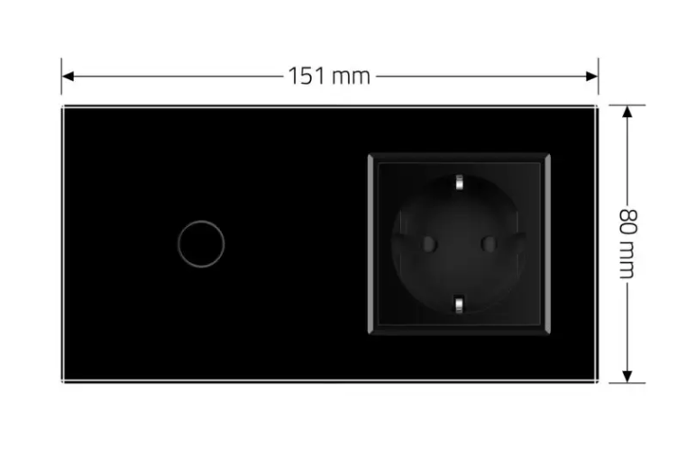 Фото 5 Умный сенсорный ЕС выключатель 1 сенсор 1 розетка черное стекло Livolo