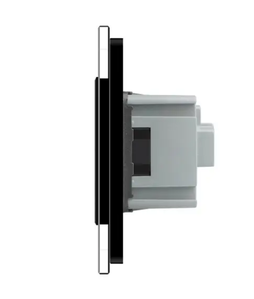 Фото 2 Бесконтактный выключатель 2 сенсора 1 розетка 1-1 черное стекло Livolo