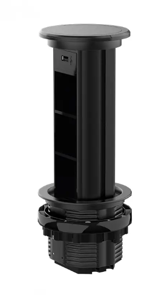 Фото Пустая тройная выдвижная розетка с USB черный Livolo