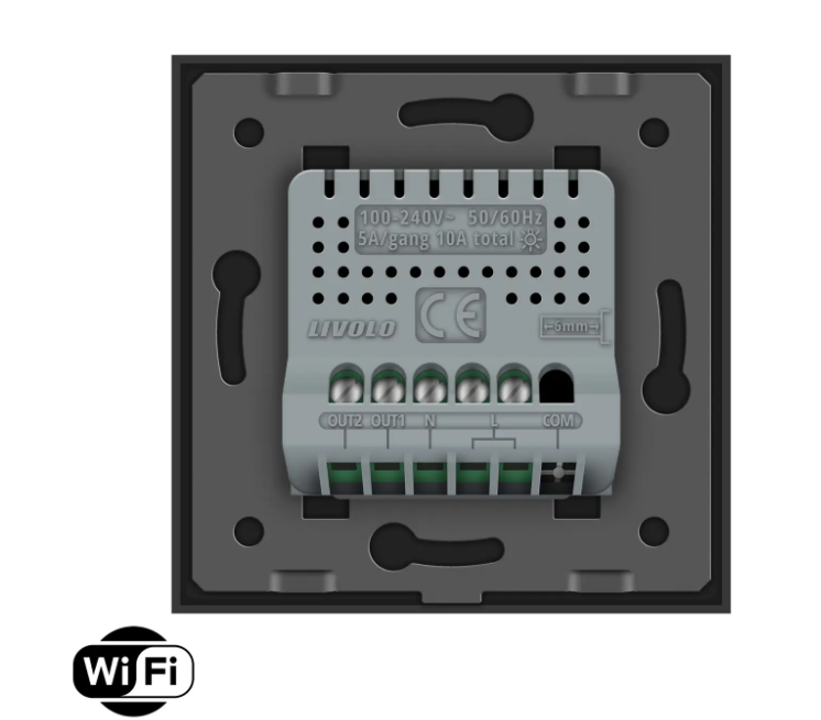 Фото 4 Розумний сенсорний Wi-Fi вимикач 2 сенсори чорне скло Livolo
