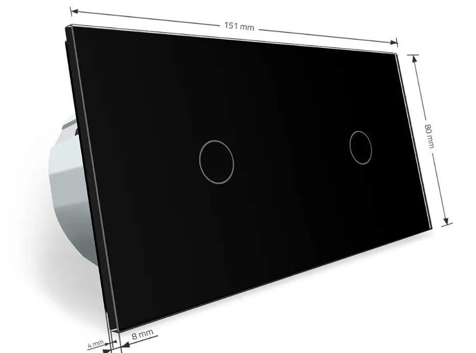 Фото 4 Сенсорний димер 2 сенсора 1-1 чорне скло Livolo