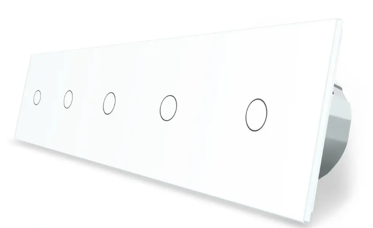 Фото Розумний сенсорний ZigBee вимикач 5 сенсорів 1-1-1-1-1 біле скло Livolo