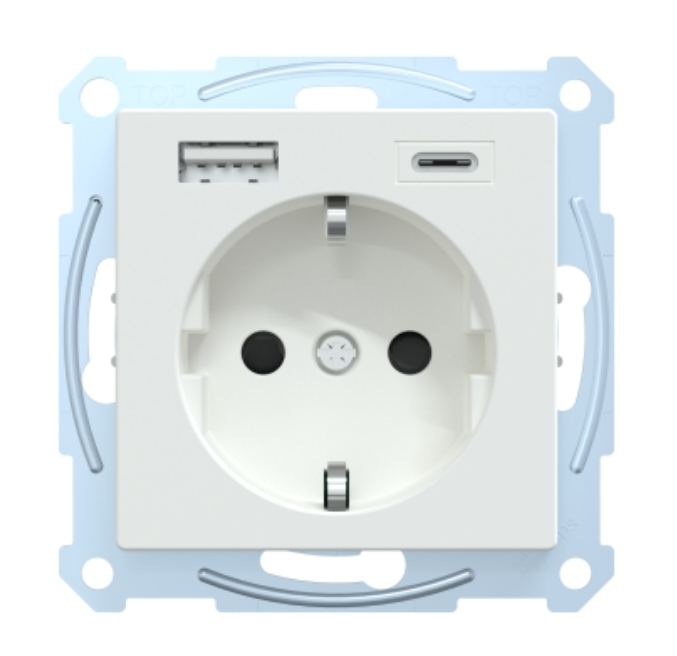 Фото 2 MERTEN SM Розетка силова 16 A із зарядкою USB A+C 3 A активно-білий MTN2367-0325