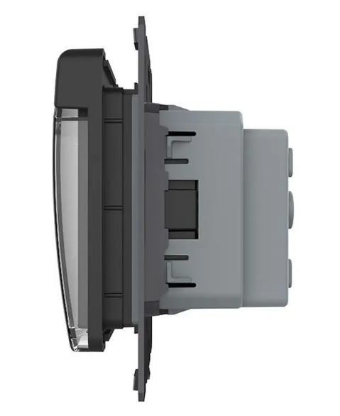 Фото 3 Механизм влагозащищенная розетка с крышкой черный Livolo