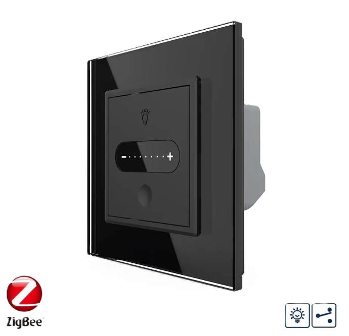 Фото Умный сенсорный проходной димер слайдер черное стекло Livolo