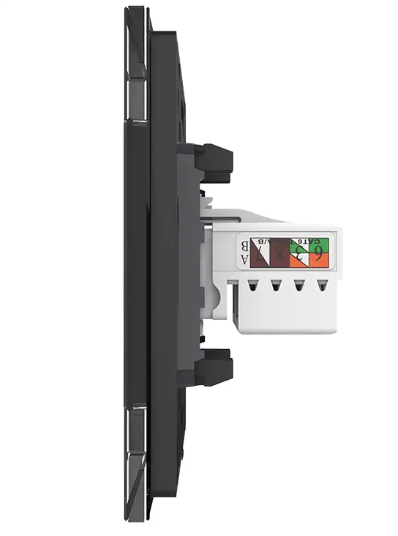 Фото 3 Розетка комп'ютерна подвійна RJ-45 чорне скло Livolo