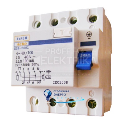 Фото Диференціальне реле ПЗВ (ПЗВ) 2001 4P 25А 30мА ACKO