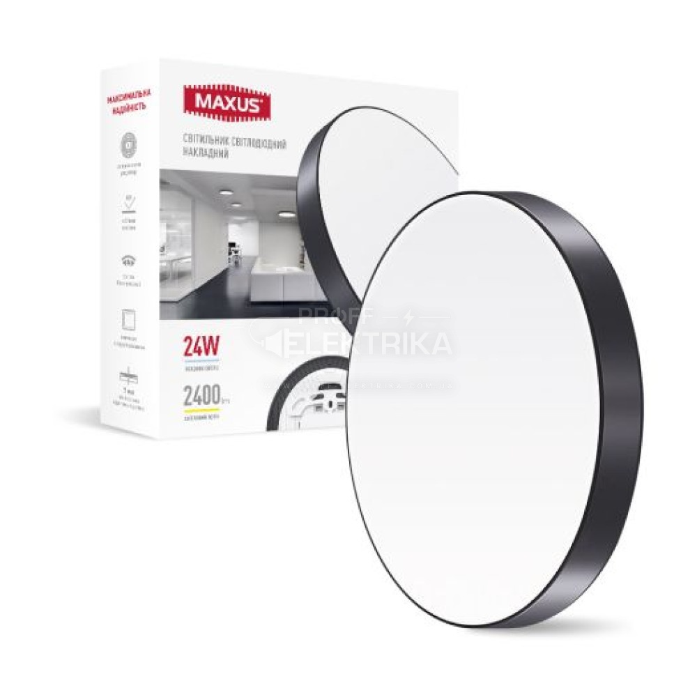 Фото Светильник LED круг 24W 4100K 220V Circle Slim Black MAXUS