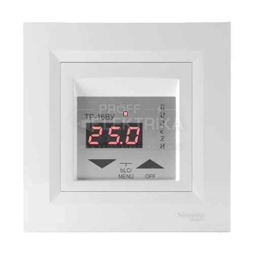 Фото Терморегулятор Rubezh ТР-16ВУ для теплого пола рамка Schneider Asfora белая 16А 220В