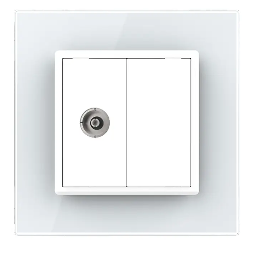 Фото 2 Розетка телевізійна біле скло Livolo