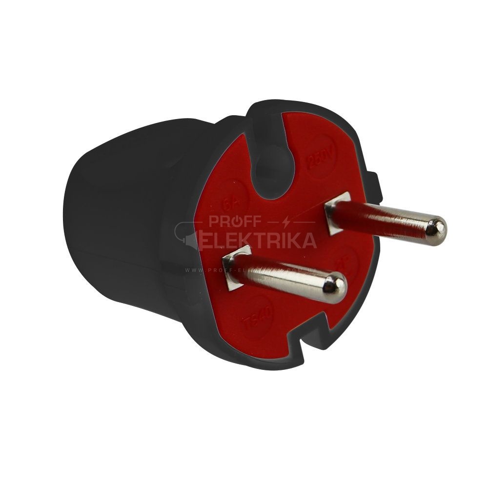 Фото Вилка без заземления черная 16А AY-KA