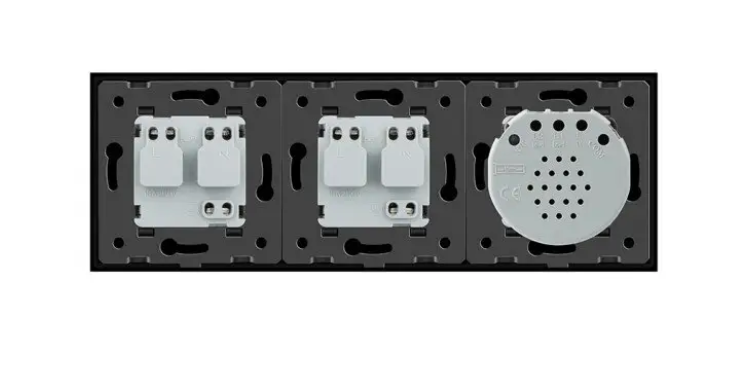 Фото 4 Розумний сенсорний ZigBee вимикач 1 сенсор 2 розетки чорне скло Livolo