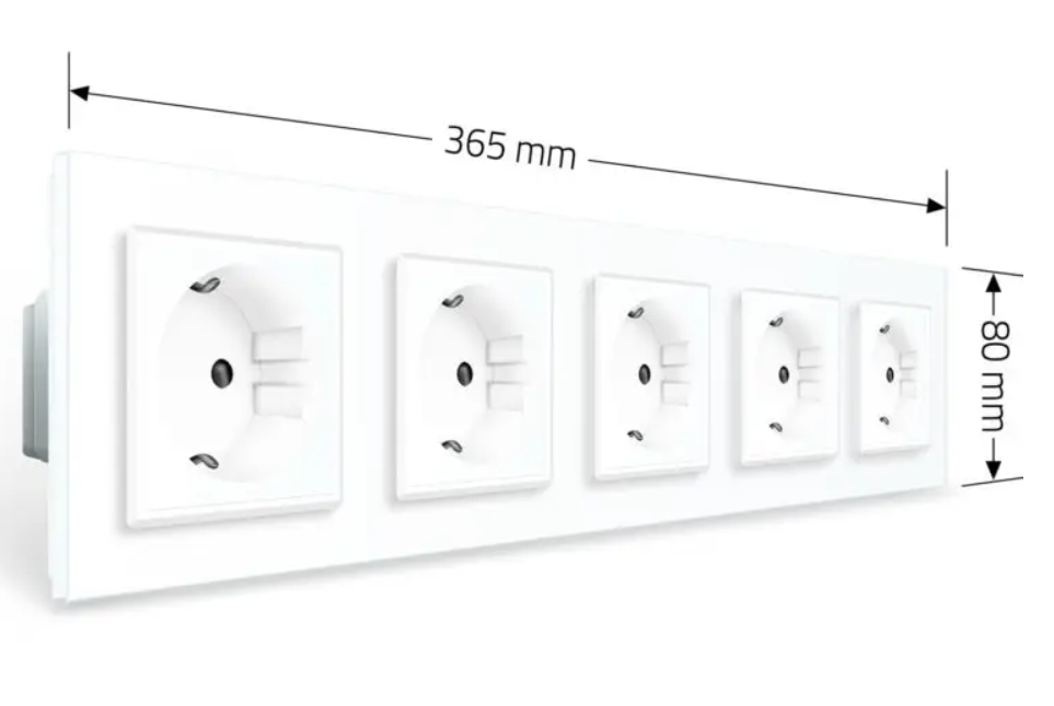 Фото 6 Розетка п'ятимісна із заземленням біле скло Livolo