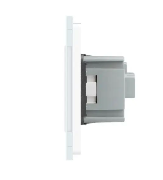 Фото 2 Умный сенсорный ZigBee выключатель 1-1 2 сенсора 1 розетка белое стекло Livolo
