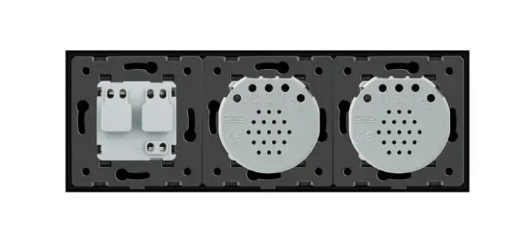 Фото 3 Умный сенсорный ZigBee выключатель 1-1 2 сенсора 1 розетка черное стекло Livolo
