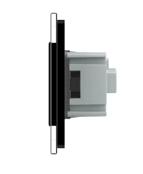 Фото 2 Сенсорний димер 2 сенсори 2 розетки чорне скло Livolo