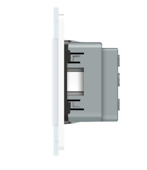 Фото 2 Розетка тройная универсальная белое стекло Livolo