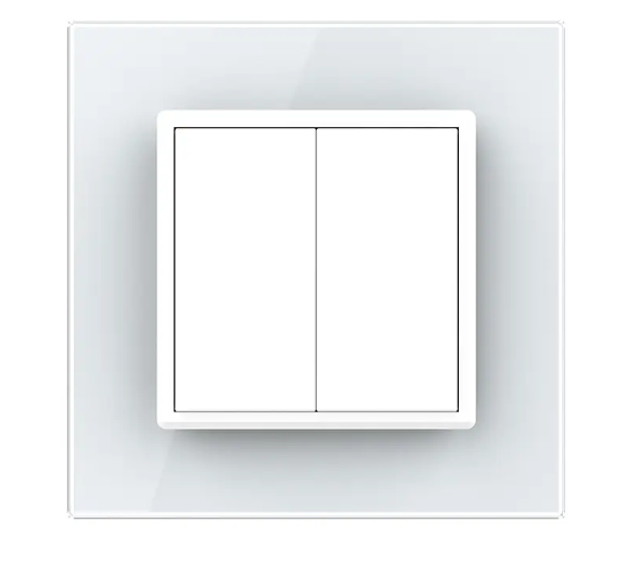 Фото Двоклавішний прохідний вимикач біле скло Livolo