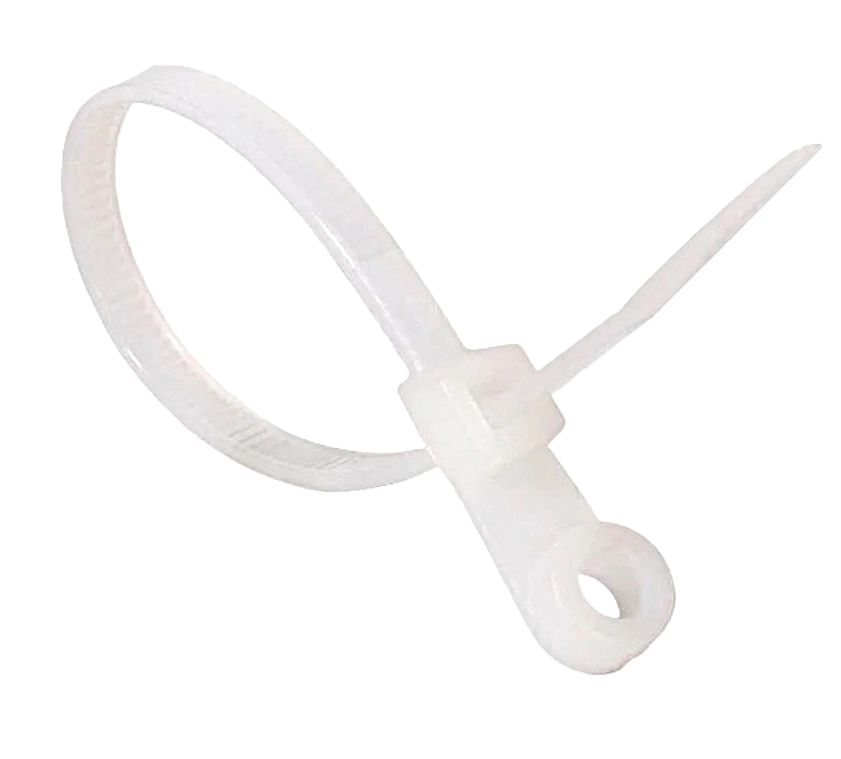 Фото Хомут с кольцом под монтаж 5x160 белый 100шт/уп TAKEL