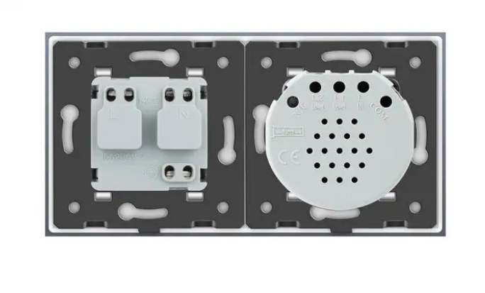 Фото 2 Сенсорний диммер 2 сенсори 1 розетка біле скло Livolo