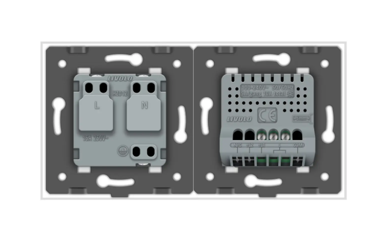 Фото 4 Умный сенсорный ЕС выключатель 1 сенсор 1 розетка белое стекло Livolo