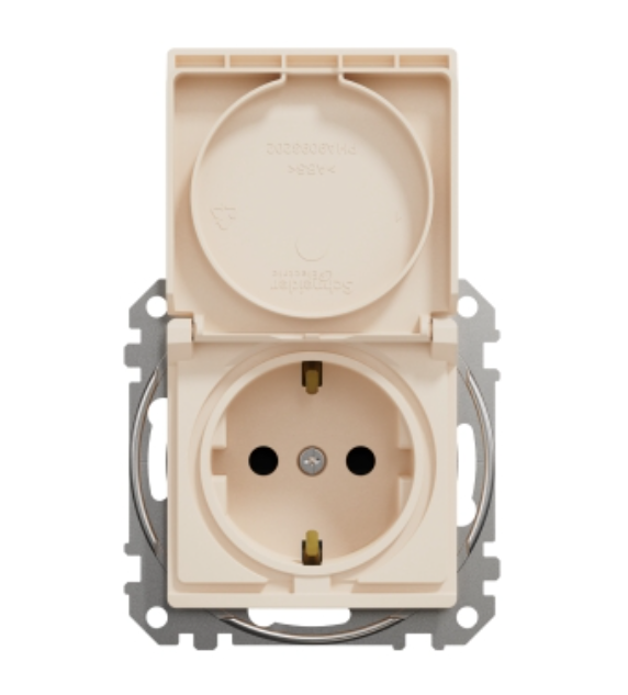 Фото 4 Розетка Sedna Design із заземленням зі шторками та кришкою бежева Schneider Electric