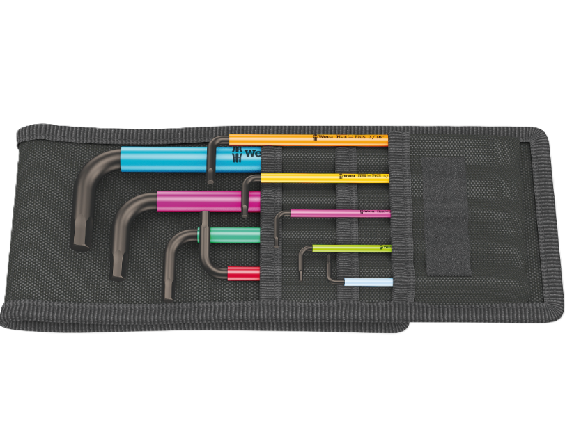 Фото Набір Г-подібних ключів WERA 950/9 Hex-Plus Multicolour Imperial 1 дюймових BlackLaser 05022639001